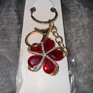 Gold and Red Floral Keychain Bag Charm on sale $5